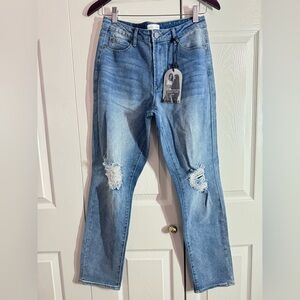 KENDALL & KYLIE kouture high rise straight leg blue 7/8 junior - NWT